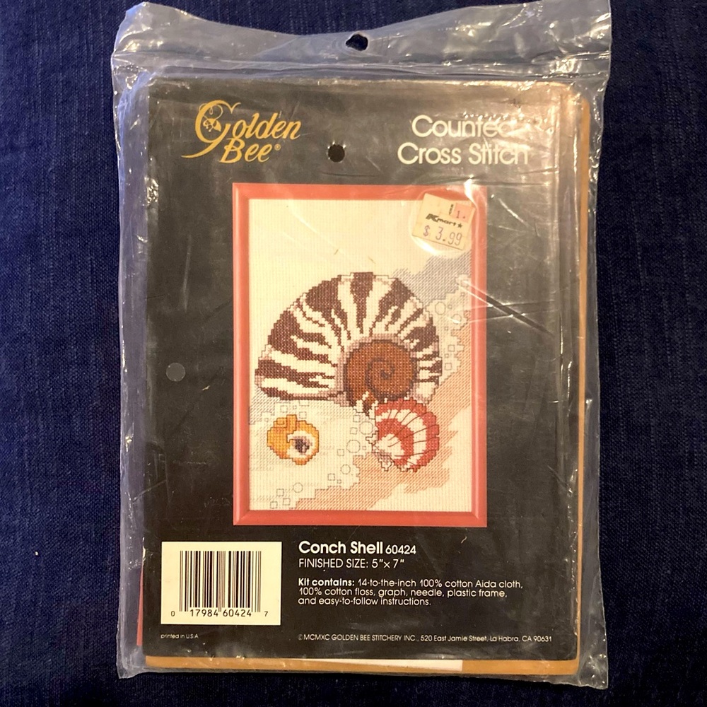 Vintage Counted Cross Stitch Conch Shell